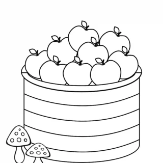 Fall Season - Coloring Page - Basket of Apples