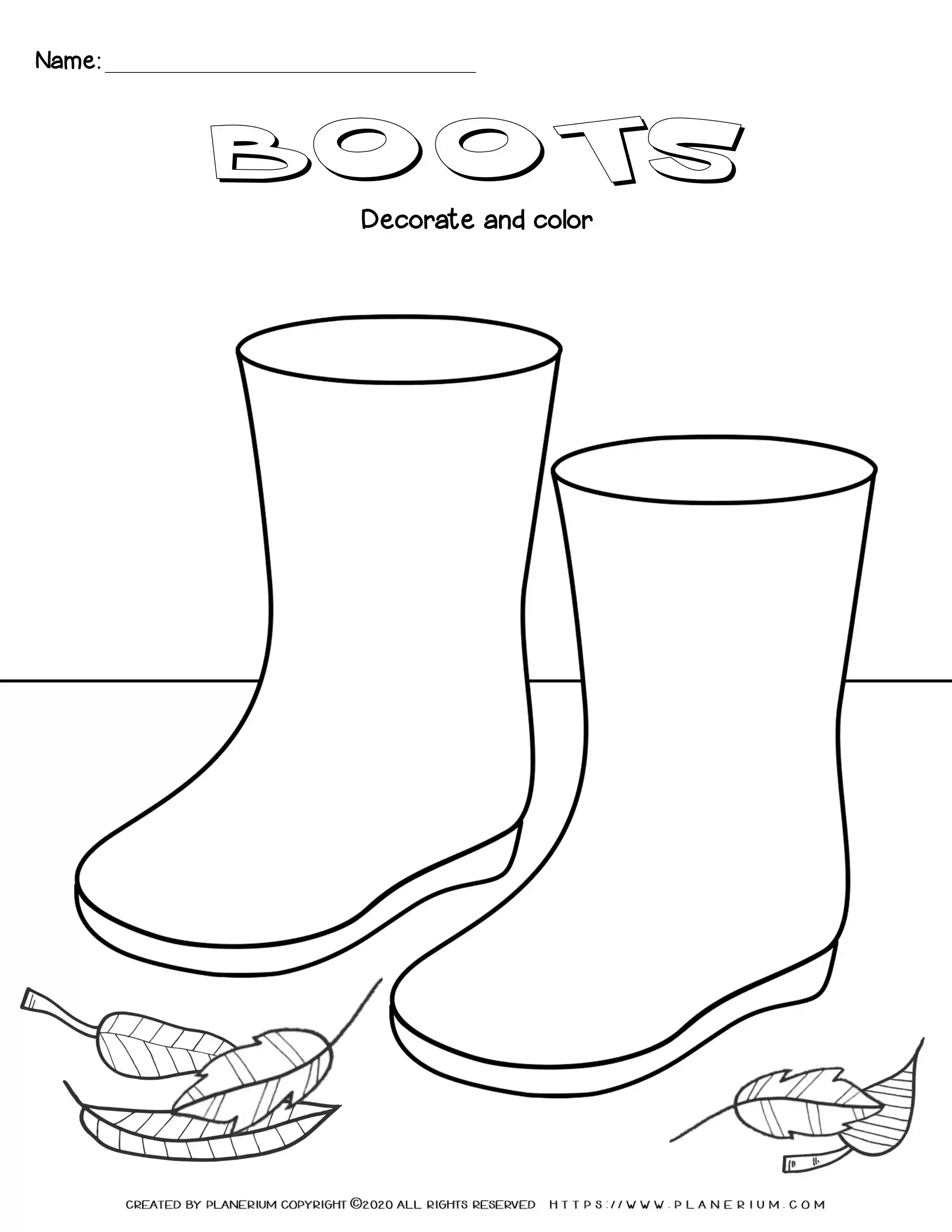 fall-worksheet-decorate-boots Fall Season - Worksheet - Decorate Boots
