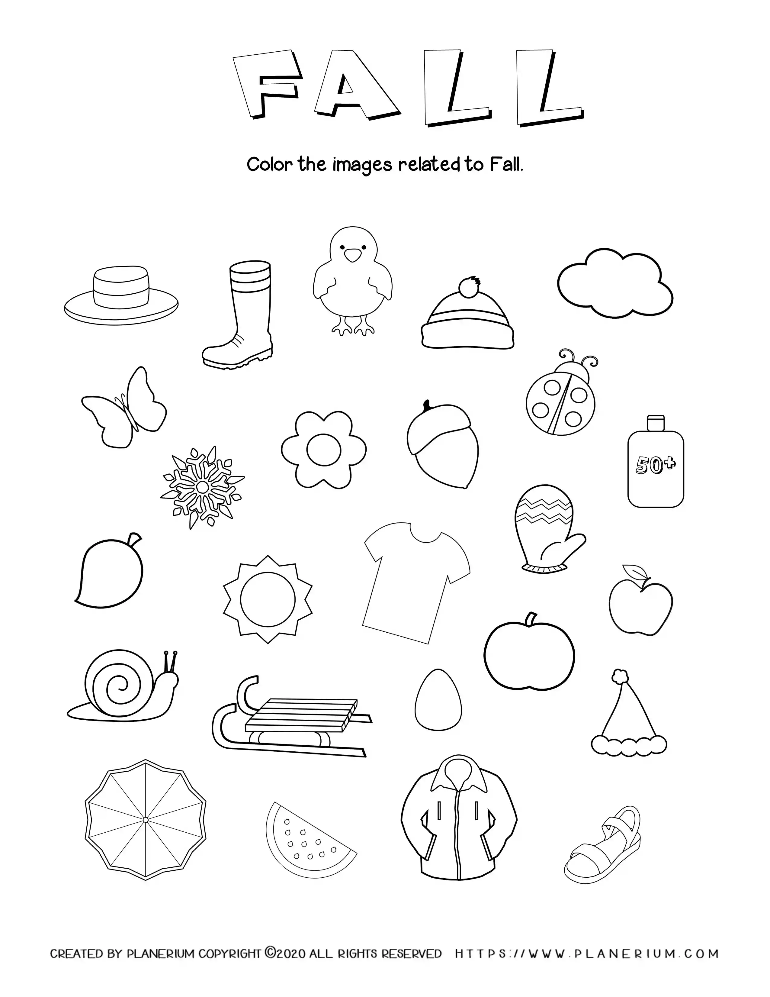 fall-worksheet-related-images Fall Season - Worksheet - Related Items