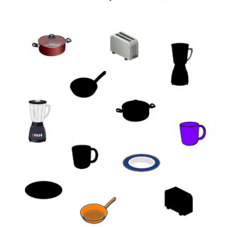 My Home - Worksheet - Kitchen Items Shadow Matching