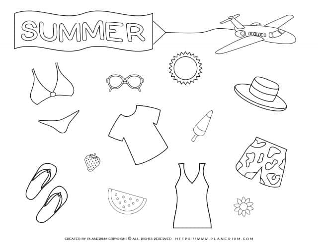 Summer - Coloring Pages - Summer Clothes
