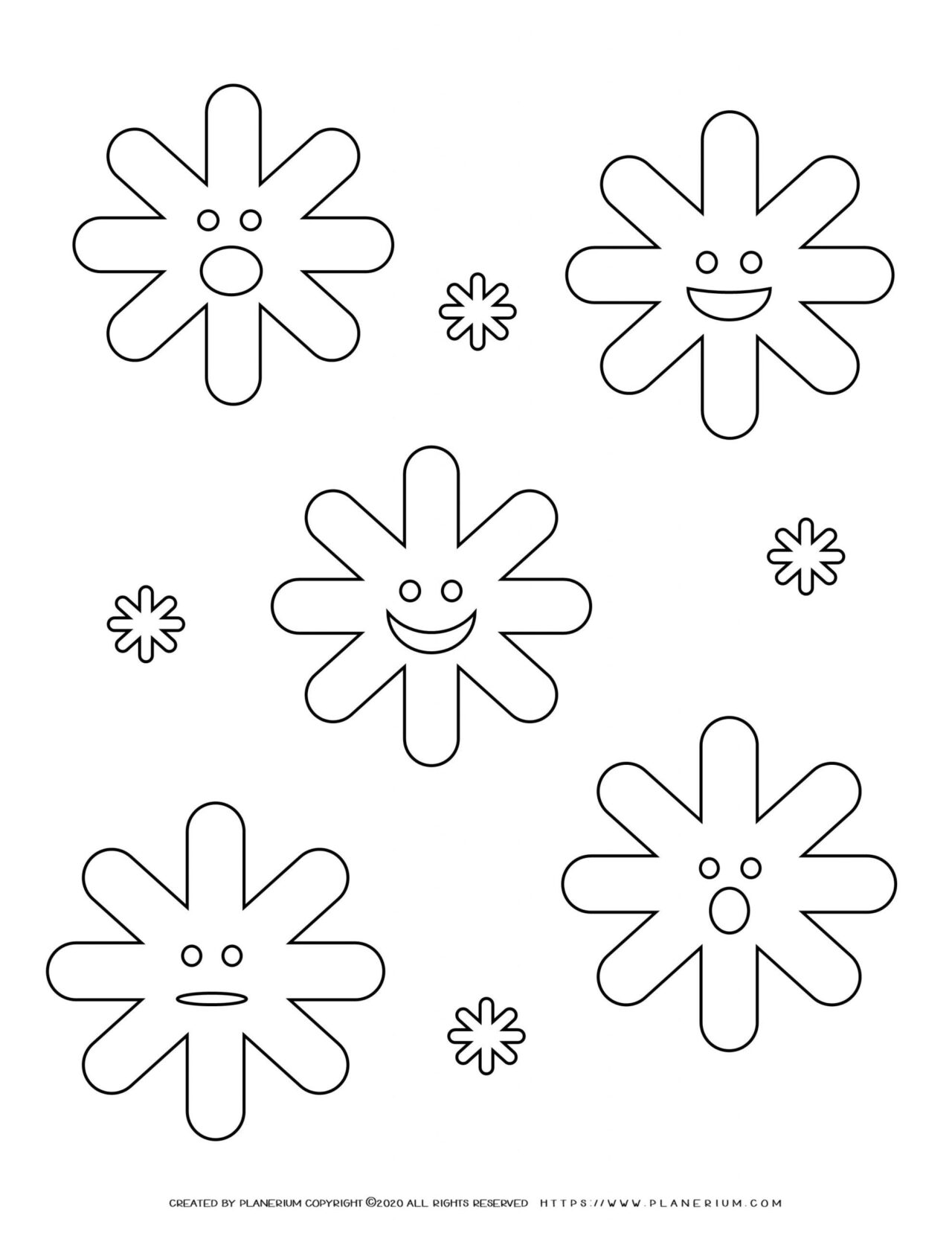 Winter - Coloring Pages - Snowflakes Faces