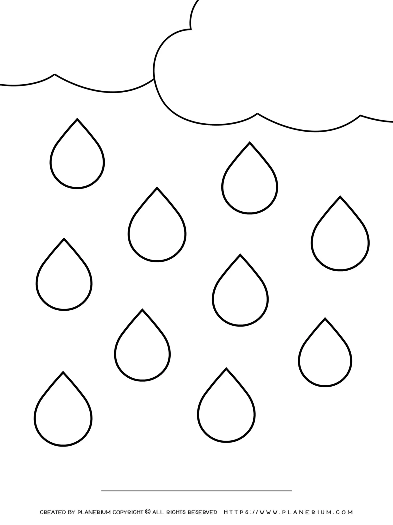 All Seasons - Worksheet - Numbers - Ten Raindrops Template