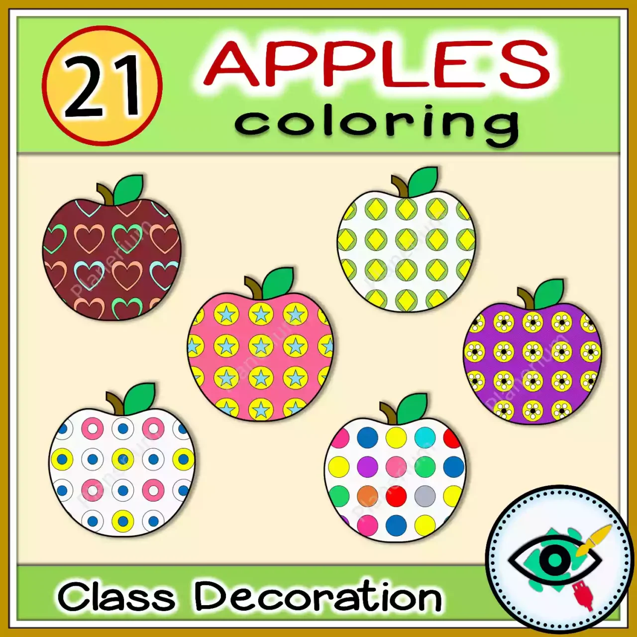 Apple Patterns Coloring - Black and White - Featured 2
