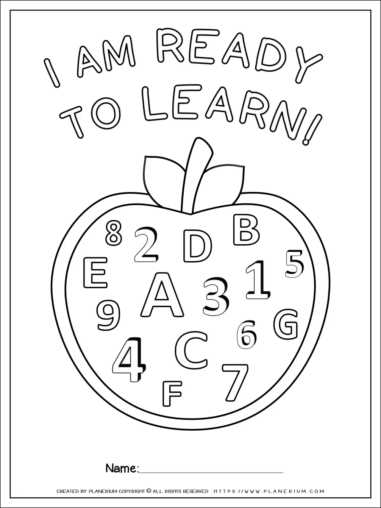Back to School - Coloring Page - I'm Ready to Learn
