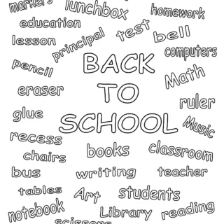 Back to School - Coloring Page - Related Words