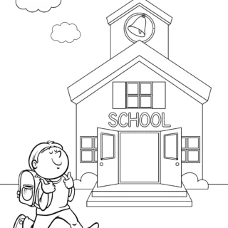 Back to School - Coloring Page - Running to School