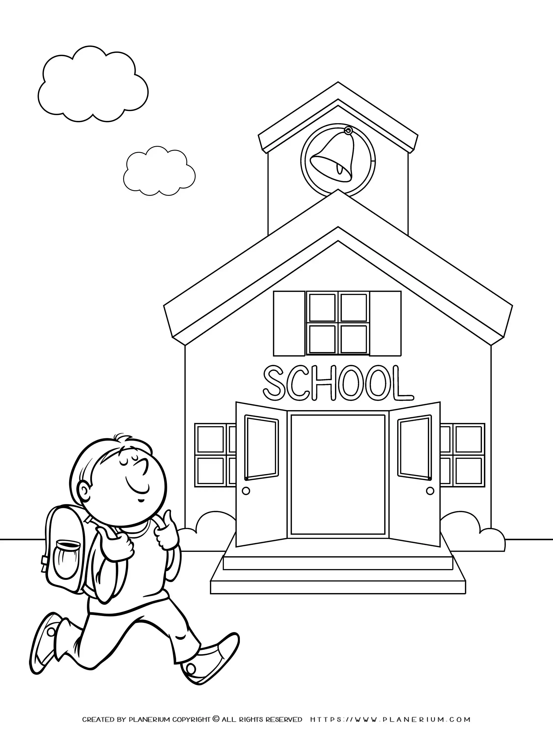 Back to School   Coloring Page   Running to School   Planerium
