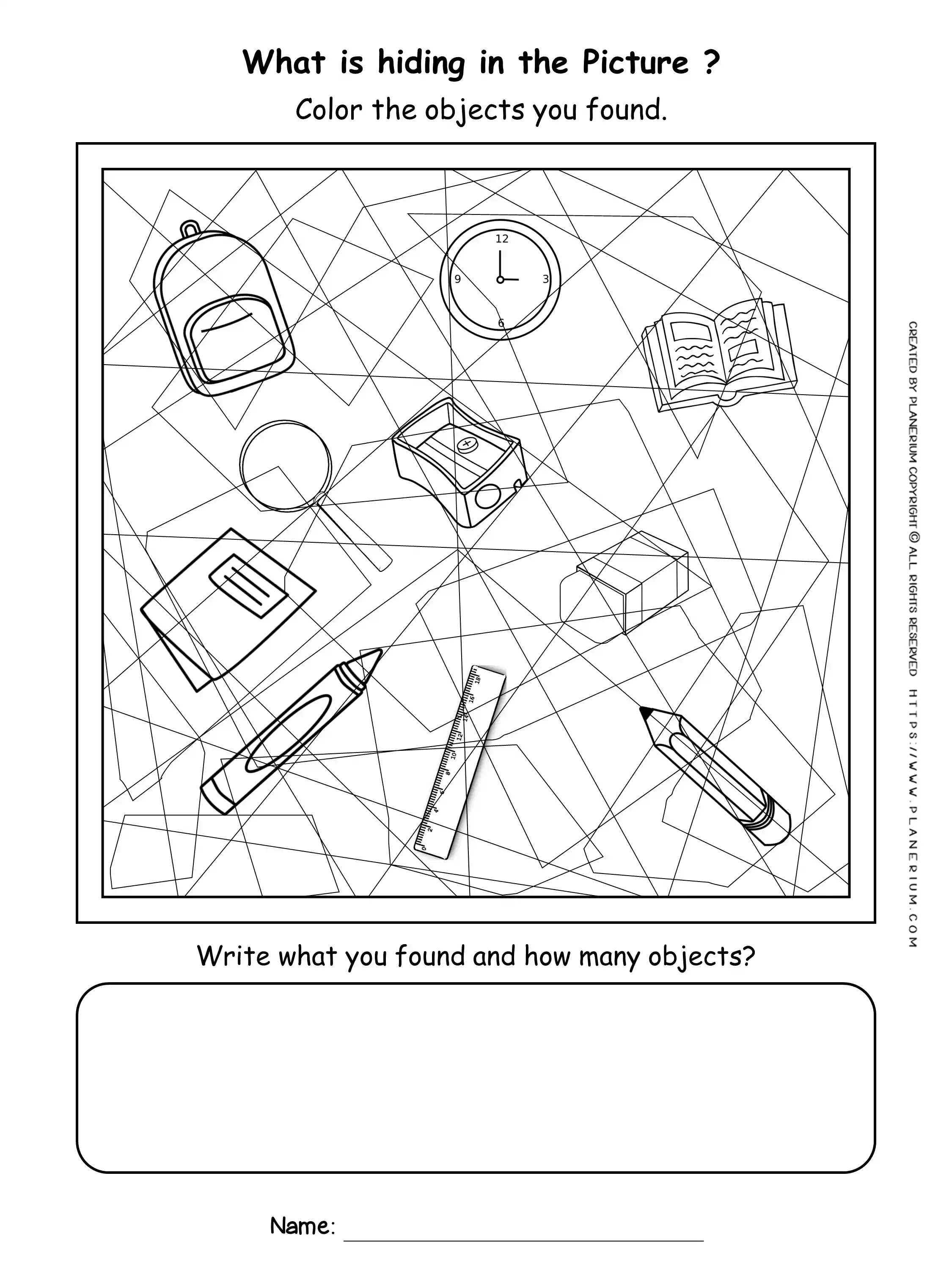 Back to School - Worksheet - Find School Accessories