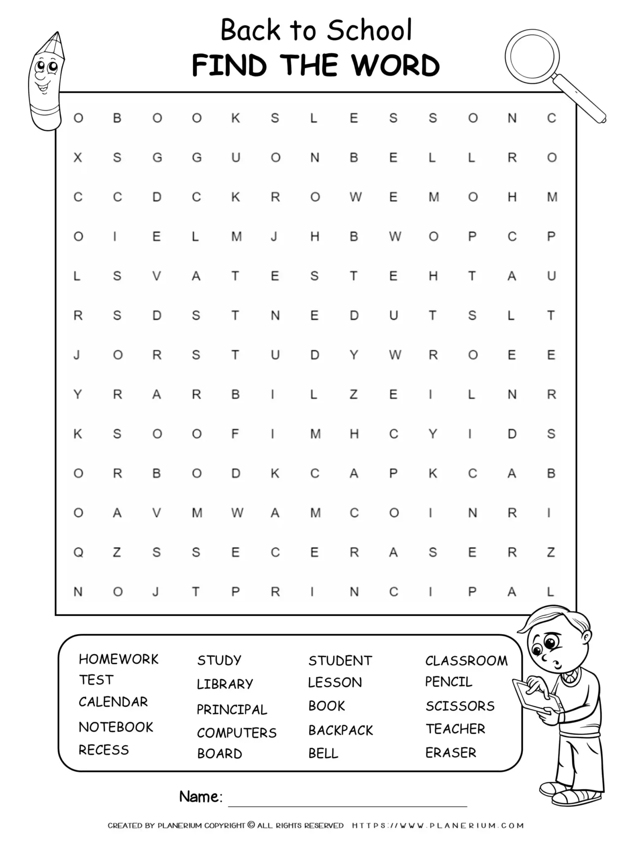 Back to School - Worksheet - Find the word