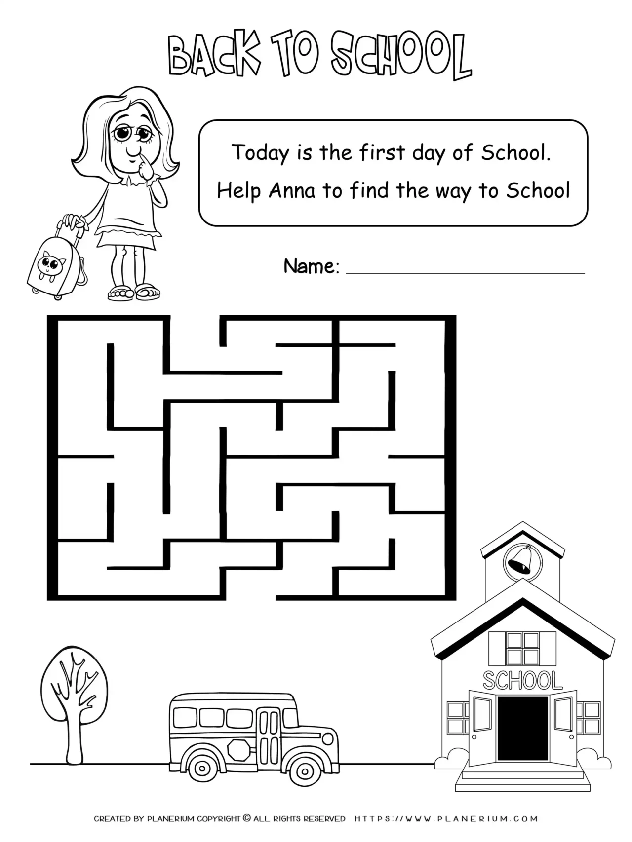 Back to School - Worksheet - Maze to School