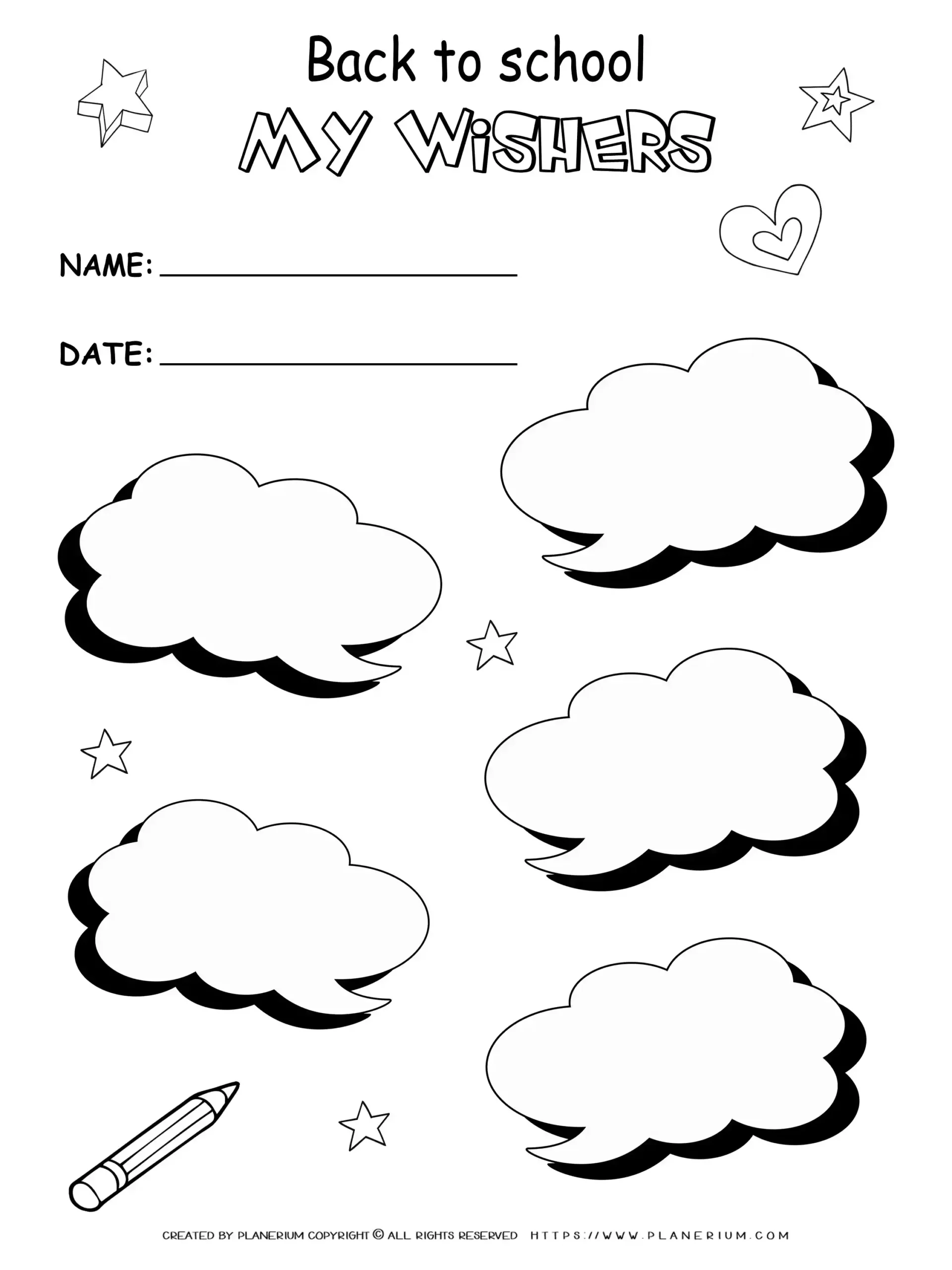 Back to School - Worksheet - My Wishes