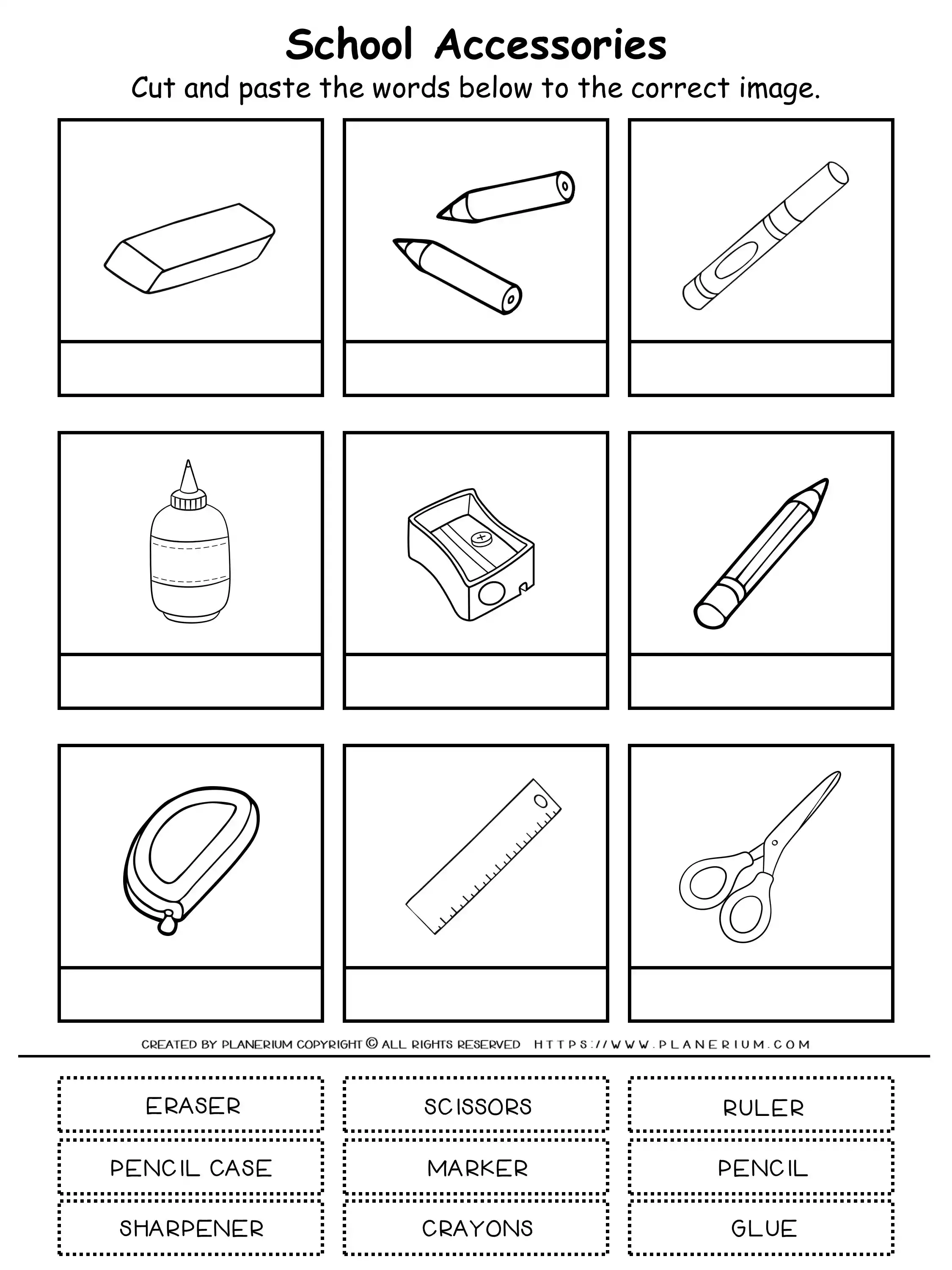 Back to School - Worksheet - School Accessories