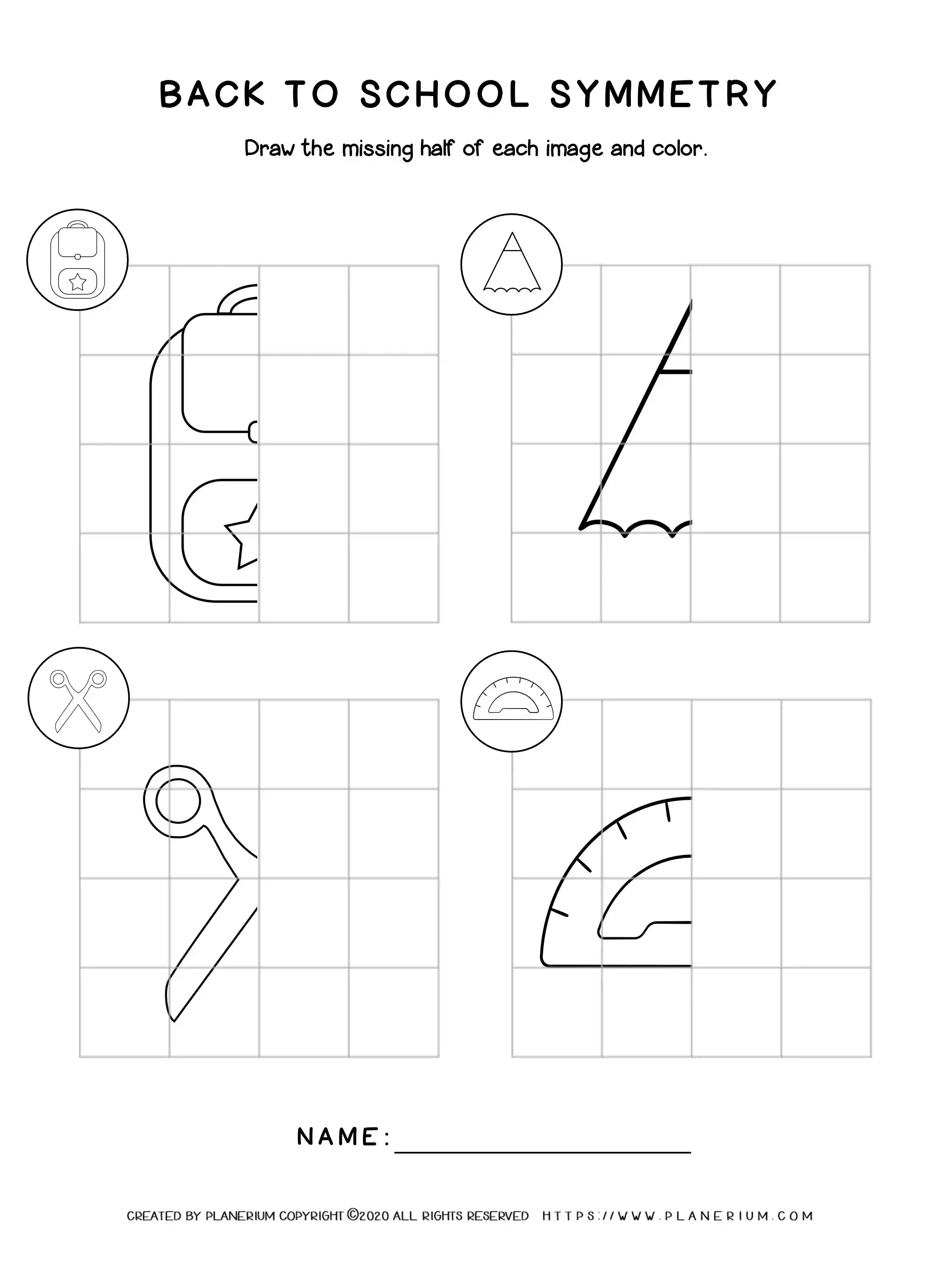 Back to School - Worksheet - Symmetry Drawing