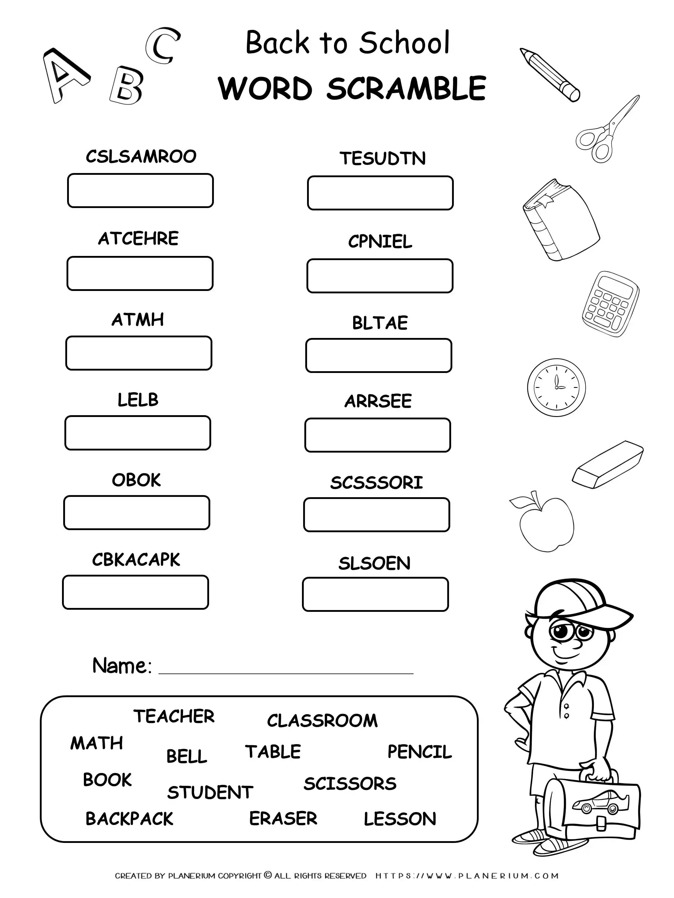 Scramble Words Planerium Scramble Words Planerium