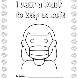 Keep Us Safe - Girl wear a Mask - Coloring Page | Planerium