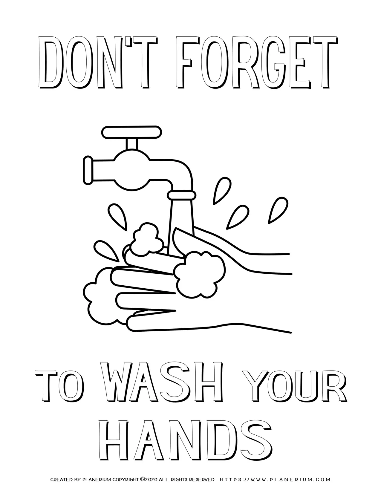 Don't Forget To Wash Your Hands Poster - Free Coloring Page | Planerium