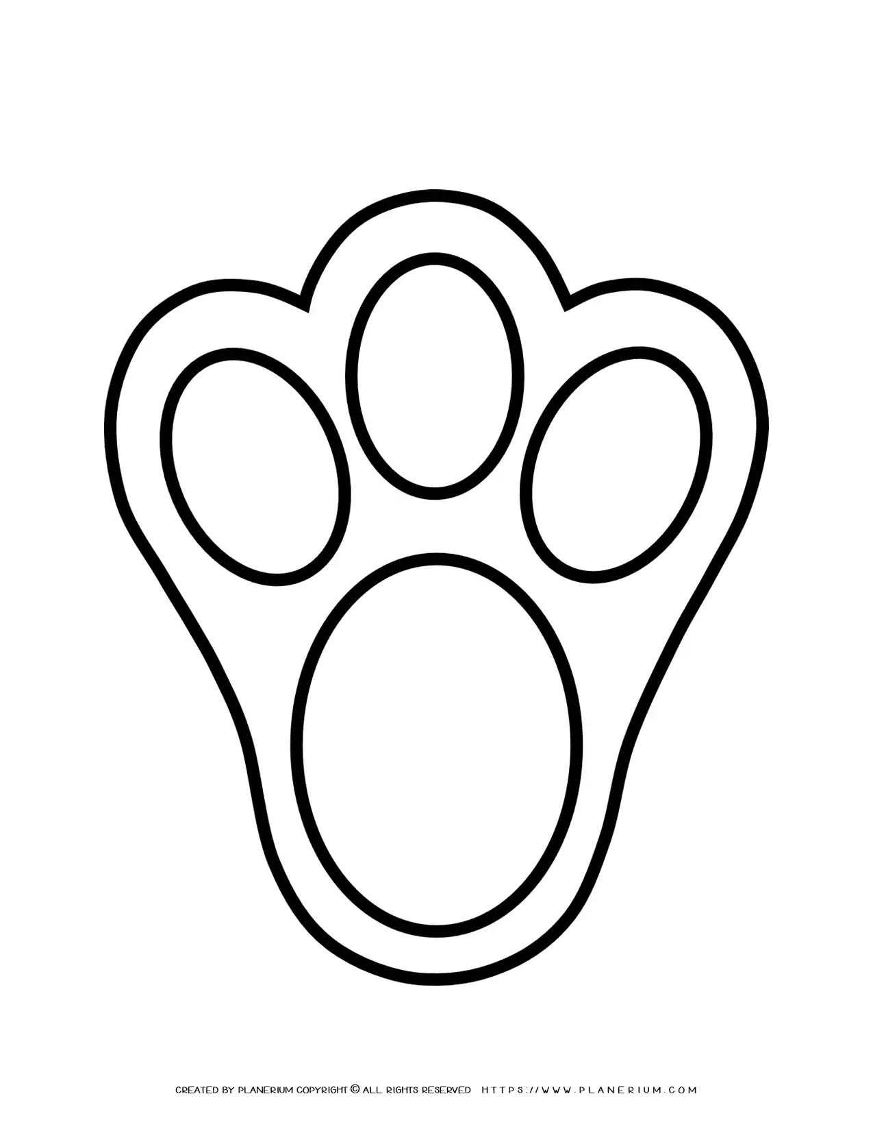 Printable bunny footprint template for crafts and activities