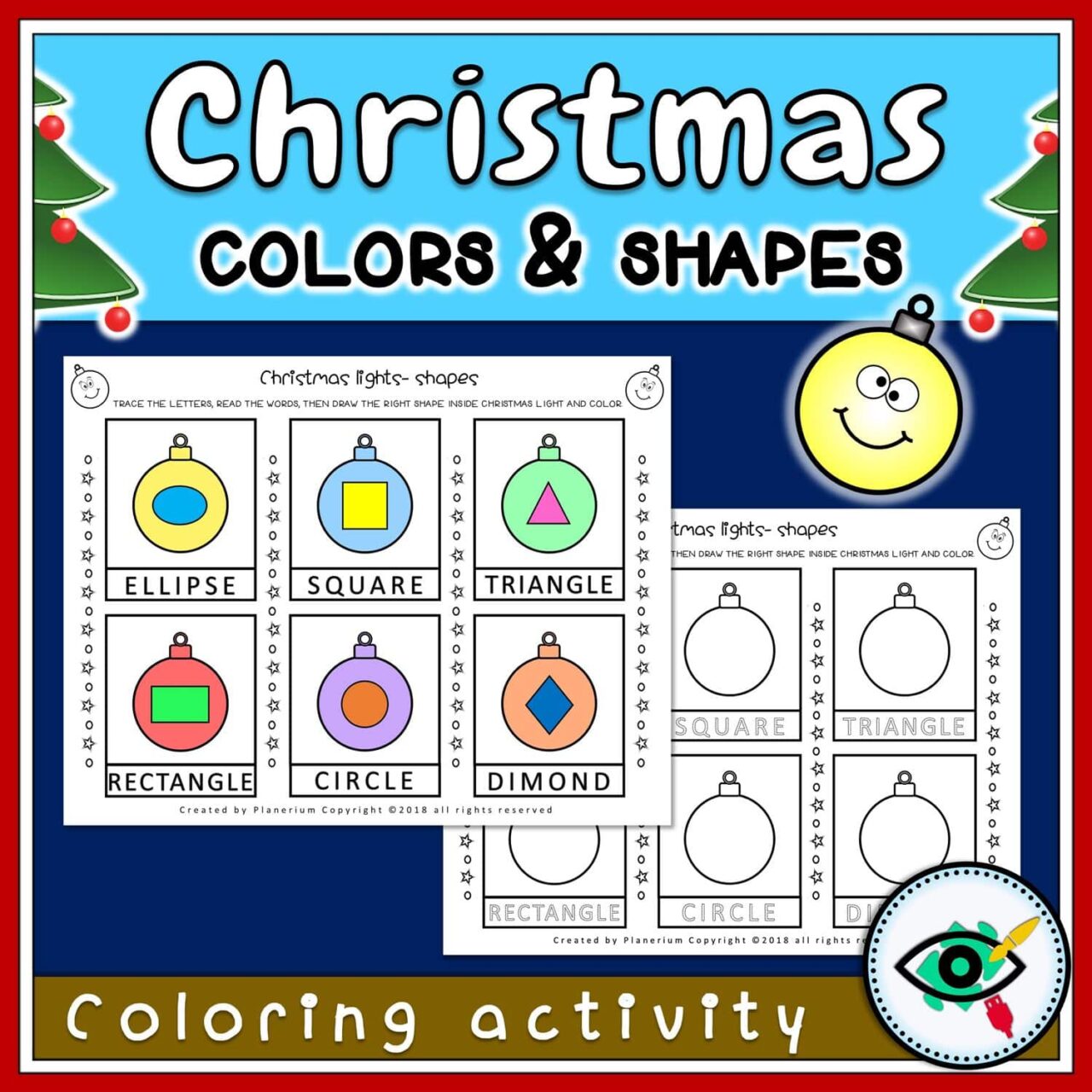 Christmas Coloring Activity - Shapes and Lights - Featured 1 | Planerium