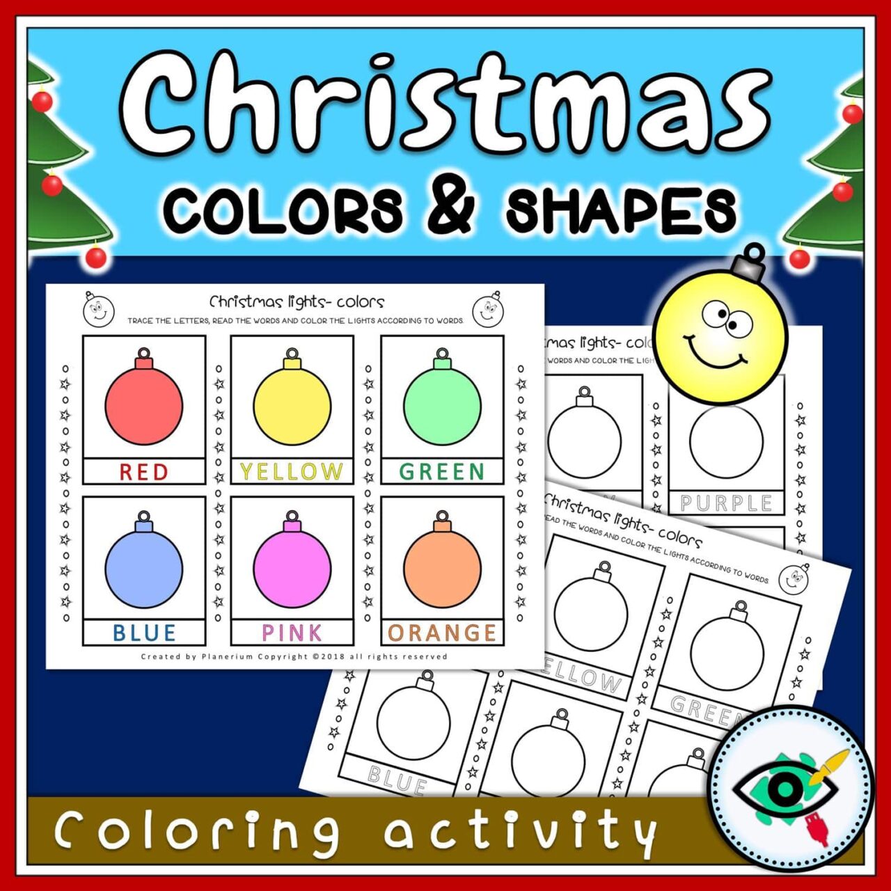 Christmas Coloring Activity - Shapes and Lights - Featured 2 | Planerium