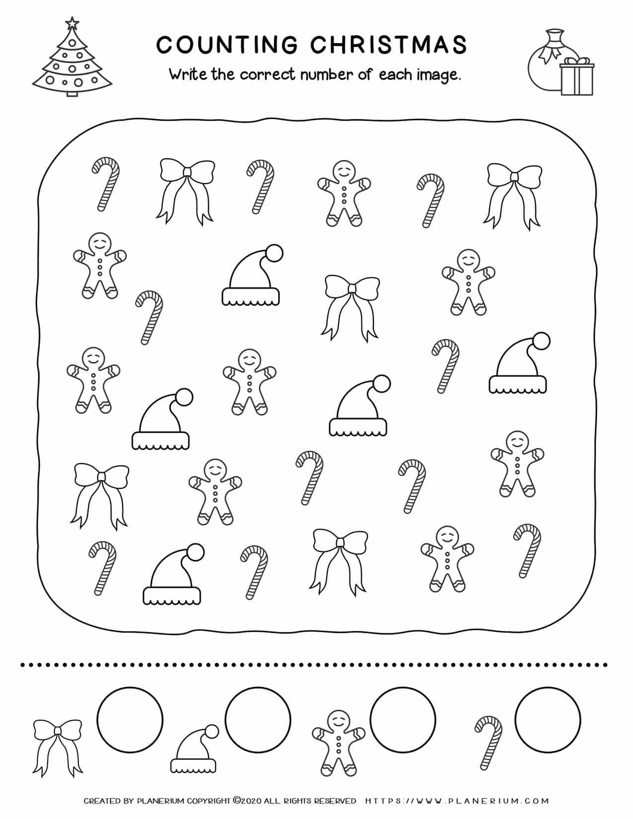 Christmas Worksheet - Counting Objects | Free Printables | Planerium