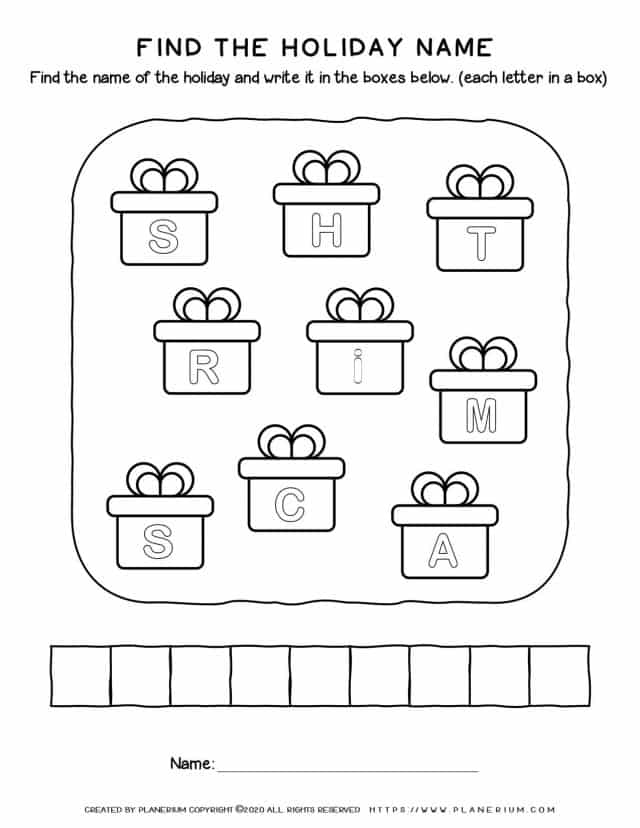 Christmas Worksheet - Find the Holiday | Free Printables | Planerium