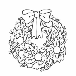 Christmas Wreath Coloring Page | Free Printables | Planerium