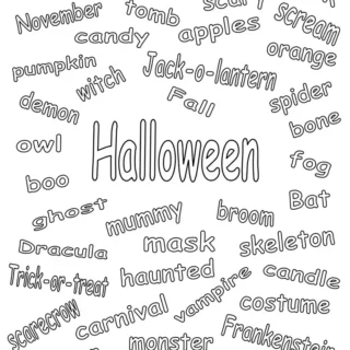Halloween Coloring Pages - Related Words