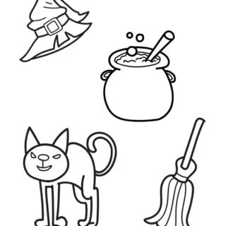 Halloween Coloring Pages - Witchcraft Elements