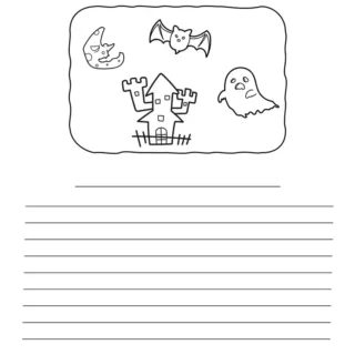 Halloween Worksheets - Narrative Writing - Moon - Bat - Ghost - Castle