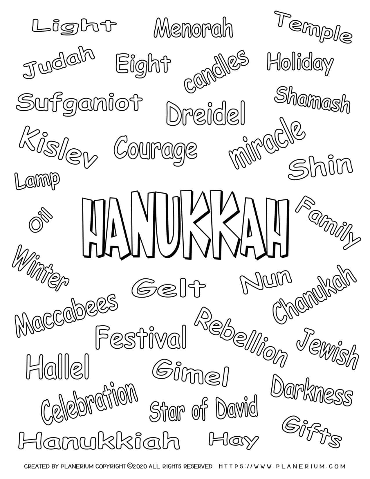 Hanukkah Coloring Pages - Related Words - Free Printable | Planerium