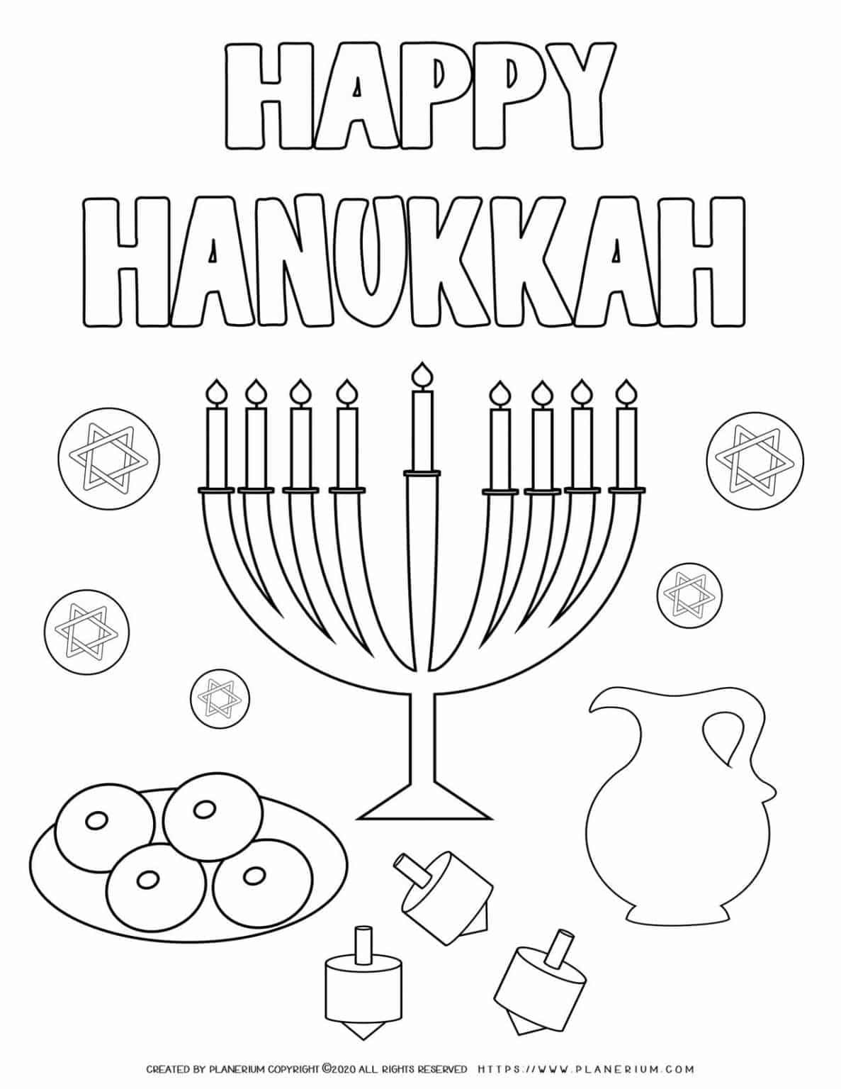 Happy Hanukkah Coloring page Free Printable Planerium