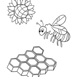Rosh Hashanah - Coloring Pages - Bee Flower Hive | Planerium