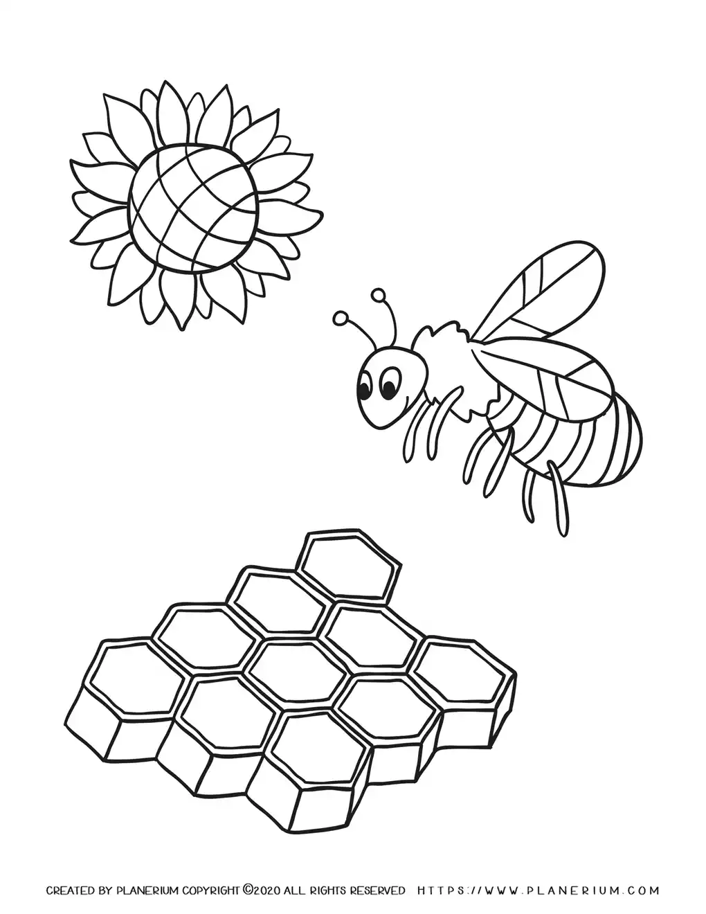 Rosh Hashanah - Coloring Pages - Bee Flower Hive | Planerium