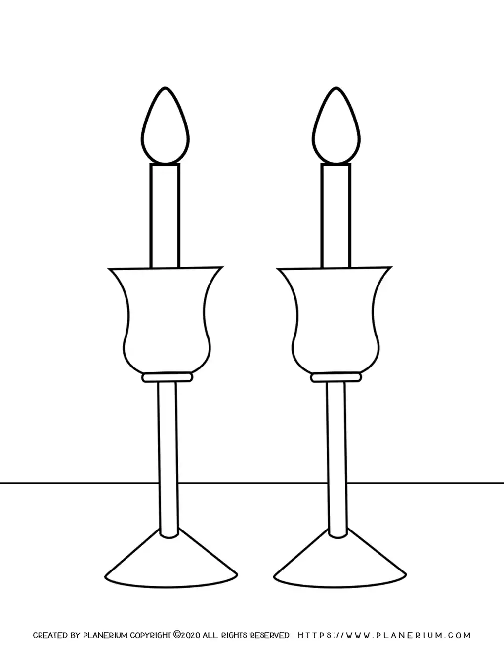 Rosh Hashanah - Coloring Pages - Two Candles | Planerium