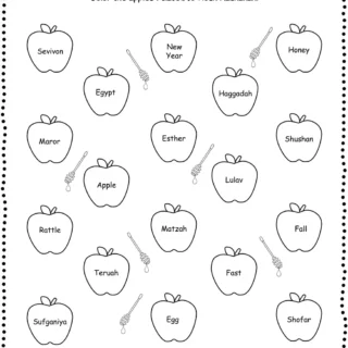 Rosh Hashanah - Worksheets - Color Related Words | Planerium