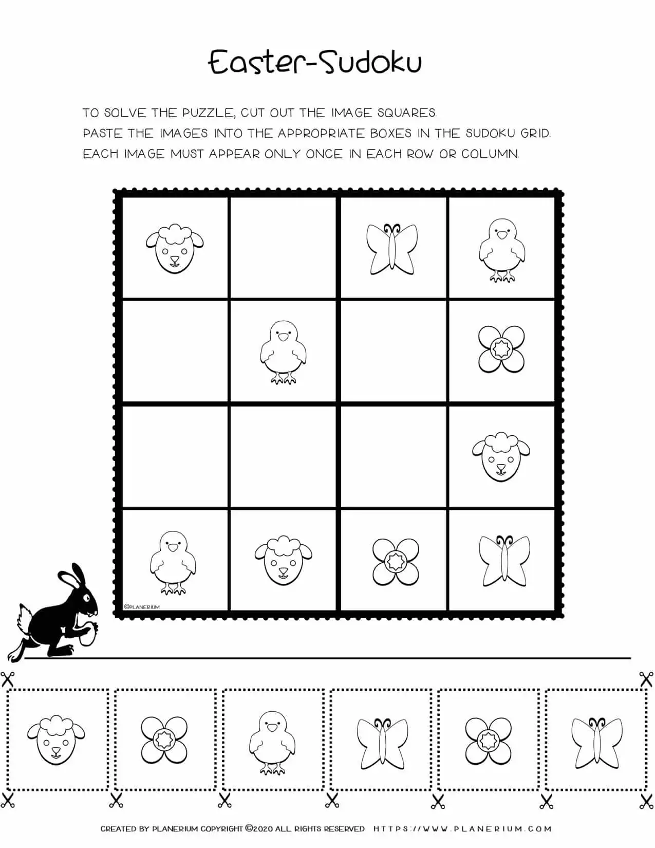 Sudoku For Kids - Easter Worksheet - Free Printable | Planerium