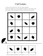 Sudoku For Kids - Fall Season Free Worksheet | Planerium