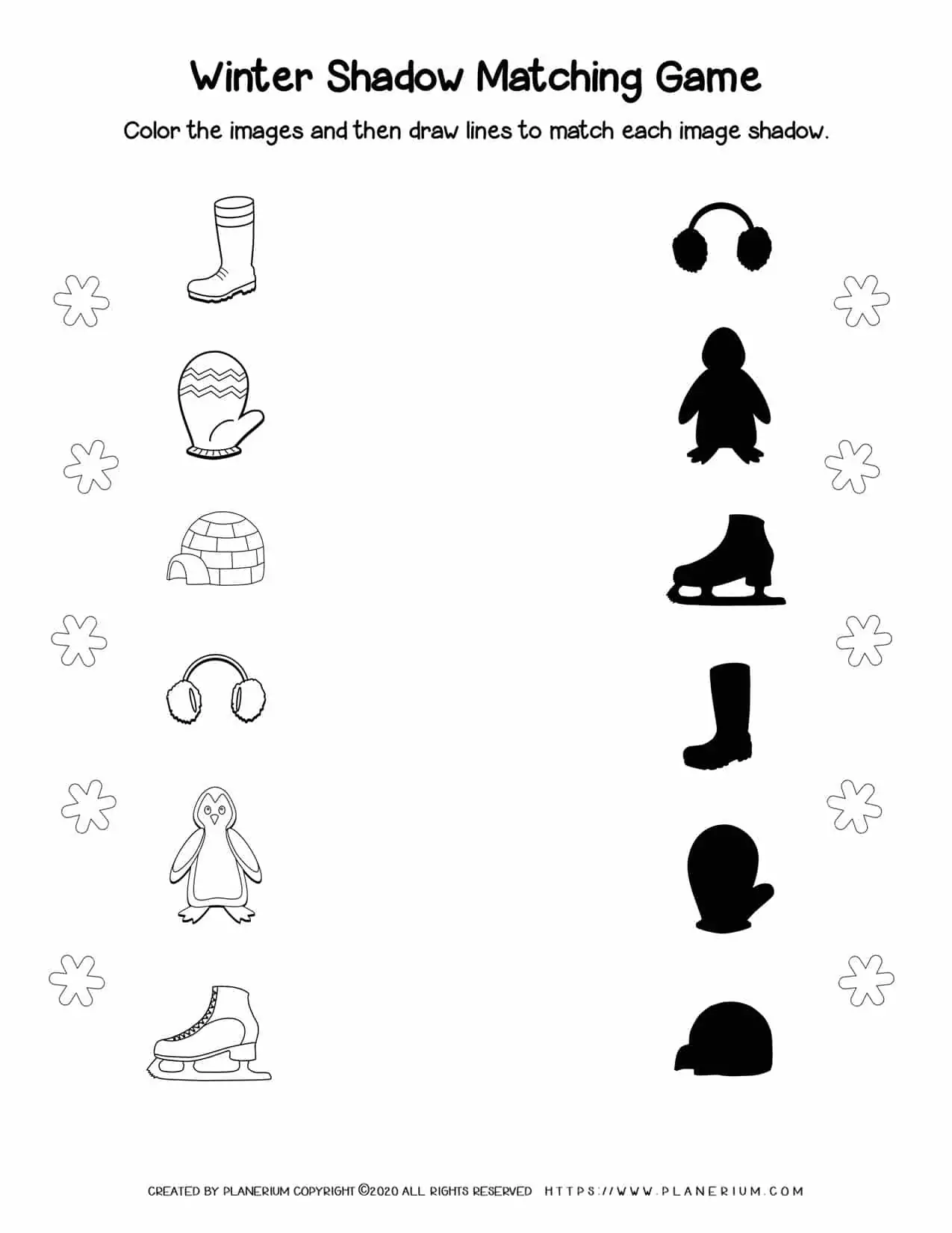 Winter Season Worksheet Shadow Matching Game Planerium