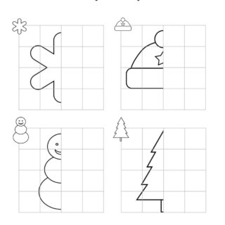 Symmetry Drawing - Winter worksheet - Free Printable | Planerium