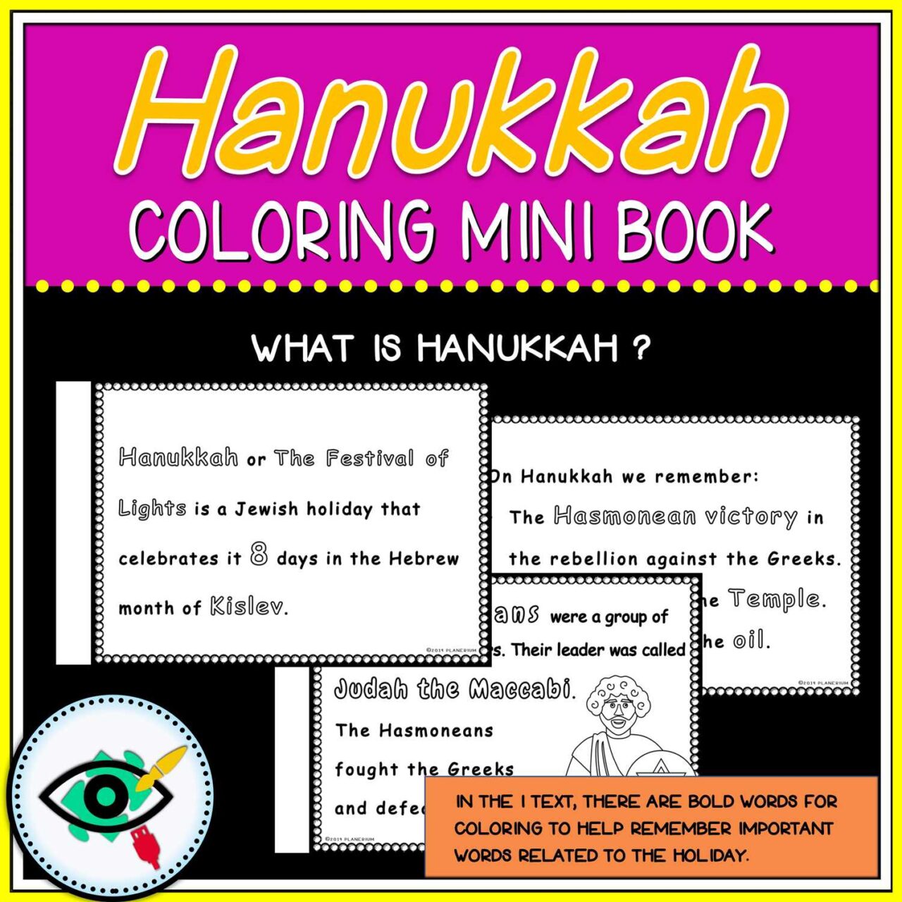 Hanukkah Coloring Pages - Mini Book - Featured Two | Planerium