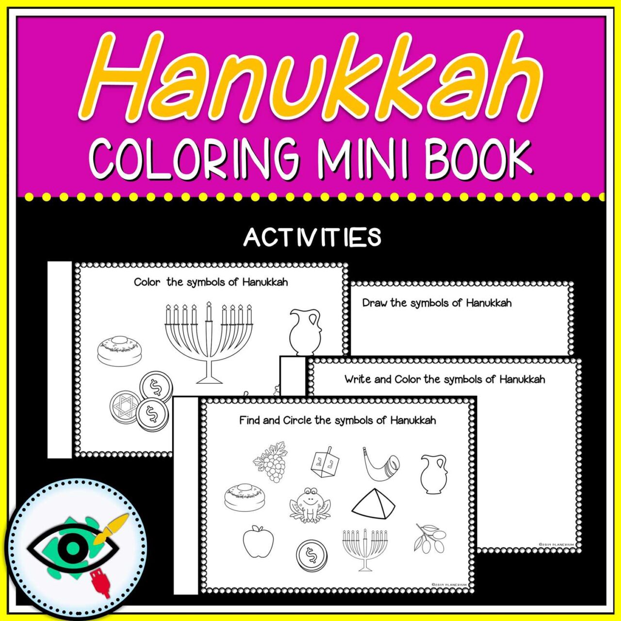 Hanukkah Coloring Pages - Mini Book - Featured Three | Planerium
