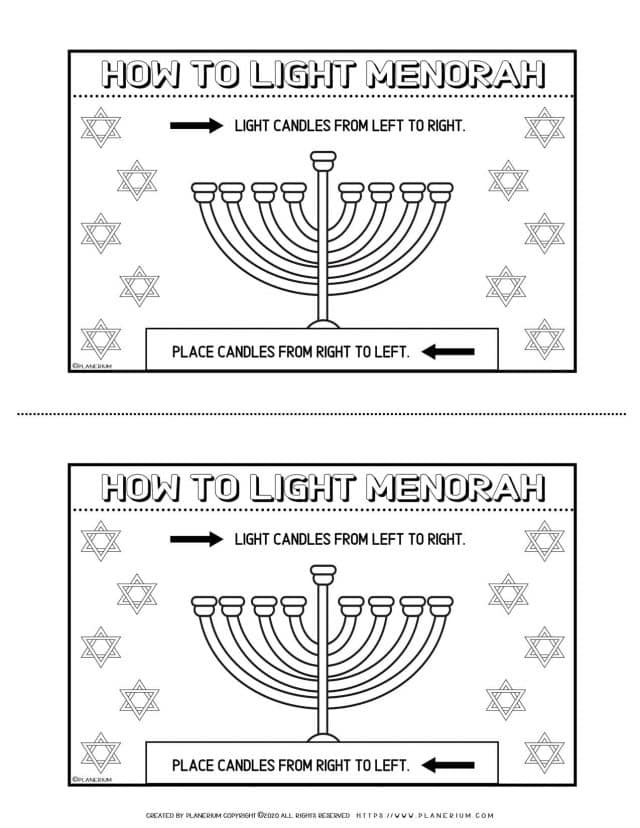 How to Light The Menorah - Free Hanukkah Coloring Page | Planerium