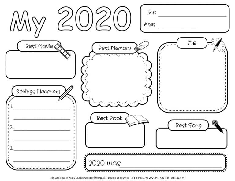 Self Reflection - Worksheet - My Year 2020 | Planerium