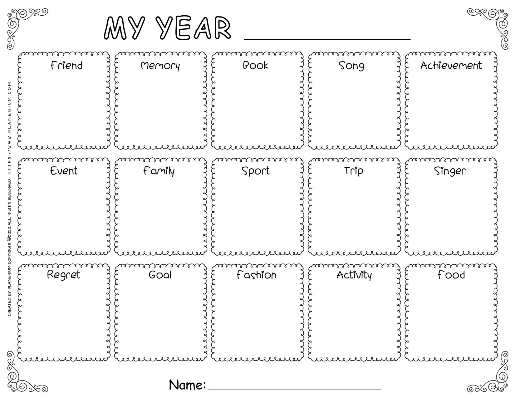 self-reflection-worksheet-template-fifteen-squares-grid-with-subjects Self Reflection - Worksheet Template - Fifteen Squares Grid with Subjects | Planerium