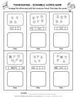 Word Scramble - Thanksgiving Worksheet | Planerium