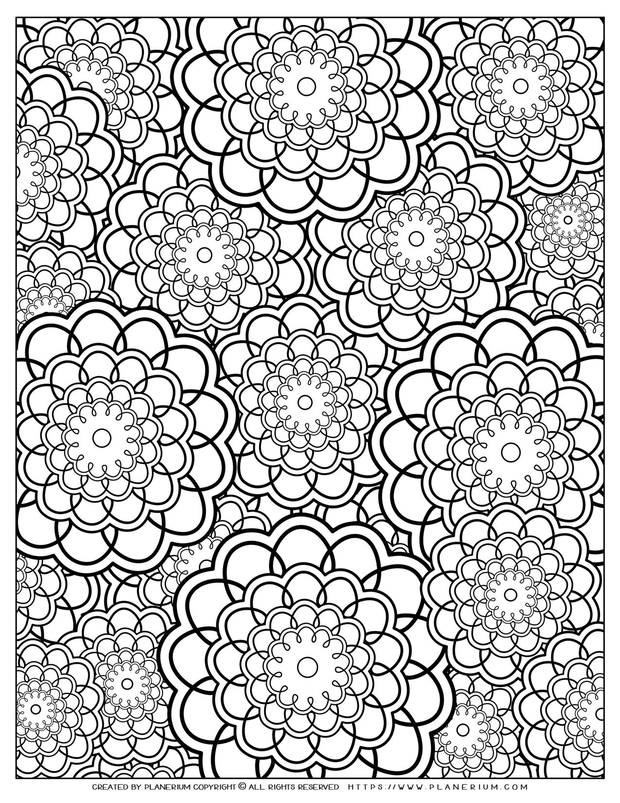 adult-coloring-pages-flowers-circles-layers Adult Coloring Pages with Flowers Circles Layers | Planerium