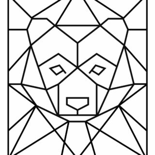 Geometric Bear Coloring Page for Kids