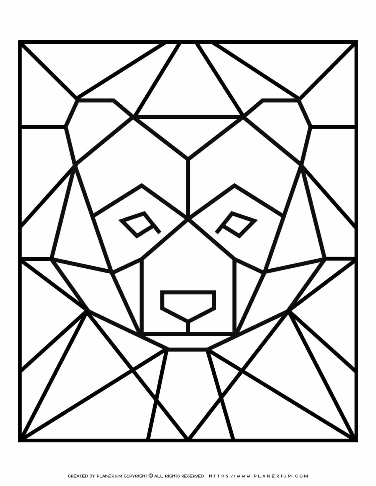 Geometric Bear Coloring Page for Kids