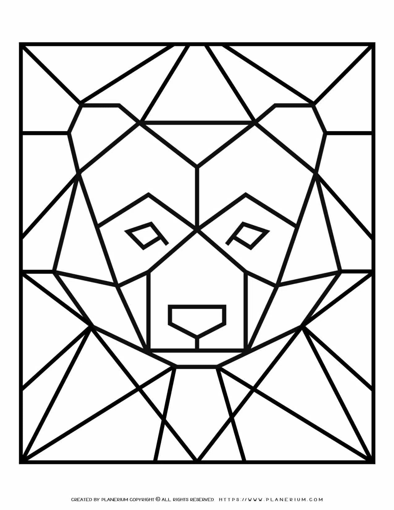 Geometric Bear Coloring Page for Kids